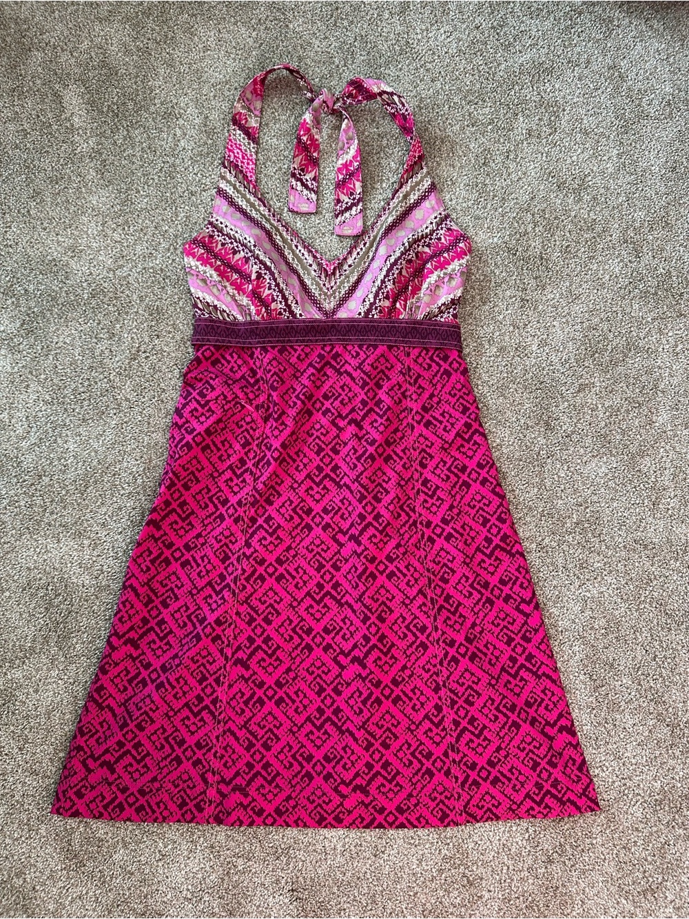 Vintage Athleta Pink Patterned Halter Dress